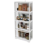 HOMCOM Vitrine pour collection buffet salon meuble de rangement à 4 niveaux avec portes à abattant, 59 x 30 x 139 cm, blanc