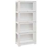 HOMCOM Vitrine pour Collection Buffet Salon Meuble de Rangement à 4 Niveaux avec Portes à abattant, pour Salon Bureau Chambre, 59 x 30 x 139 cm, Blanc