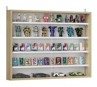 HOMCOM Vitrine pour Collection vitrine Murale 80 x 9,5 x 60 cm avec 4 étagères réglables en Hauteur et 2 Portes coulissantes en Verre, pour Collection de Figurines et Voitures Miniatures, chêne