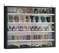 HOMCOM Vitrine pour collection vitrine murale 80 x 9,5 x 60 cm avec 4 étagères réglables en hauteur et 2 portes coulissantes en verre, pour collection de figurines et voitures miniatures, noir