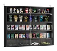 HOMCOM Vitrine pour Collection vitrine Murale 80 x 9,5 x 60 cm avec 4 étagères réglables en Hauteur et 2 Portes coulissantes en Verre, pour Collection de Figurines et Voitures Miniatures, Noir