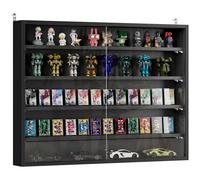 HomCom Vitrine murale 80 x 9,5 x 60 cm – 4 étagères réglables, 2 portes coulissantes en verre, noir