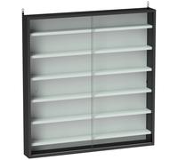 HOMCOM Vitrine pour collection vitrine murale 80 x 9,5 x 83 cm 6 étagères réglables en hauteur 2 portes coulissantes en verre