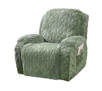 HOMDECR Housse De Fauteuil Relax Extensible 1/2/3 Places,Peluche Housse De Fauteuil Relax Inclinable Electrique avec Poche, 4 Pièce Lavable Protege De Meubles pour Canapé (Vert,3 Places)