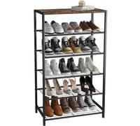HOME BI Étagère à chaussures industrielle en métal à 6 niveaux,Étagère de rangement pour chaussures avec cadre en métal stable,Étagère durable pour placard, couloir, entrée, salon (marron rustique)