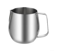 Home Coffee Milk Pichet à lait 350 ml pour latte et mousse | Finition brossée, aspect argenté élégant, convient aux cuisines modernes, taille 350 ml, compatible expresso