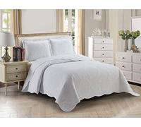 Home Collection Parure de lit 3 pièces avec Couvre-lit élégant en Relief pour lit Double/Grand lit, Blanc uni