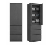 Home Collective Armoire 2 Portes avec 3 étagères et 3 tiroirs | Rangement pour Chambre, entrée ou Bureau | 50x40x180 cm (LxPxH) | Anthracite