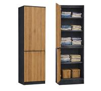 Home Collective Armoire 2 Portes avec 5 étagères | Rangement pour Chambre, entrée ou Bureau | 50x40x180 cm (LxPxH) | Anthracite/Chêne