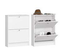Home Collective Armoire à chaussures avec 2 portes battantes, élégante, pour couloir, chambre à coucher, étagère à chaussures, 80 x 60 x 20 cm (H x l x P), en blanc