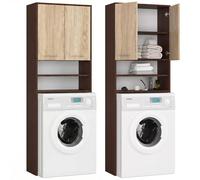 Home Collective Armoire de salle de bain pour machine à laver - Largeur 64 cm - Hauteur 180 cm - Wengé Sonoma - Panneau laminé de qualité supérieure - Grand espace de rangement avec 4 étagères, bords