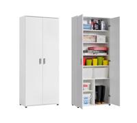 Home Collective Armoire multi-usages de 75 cm de large avec 2 portes, 6 étagères, polyvalente pour fournitures, produits de nettoyage, dossiers, ménage, couloir, bureau, cave, 75 x 35 x 184 cm (l x p