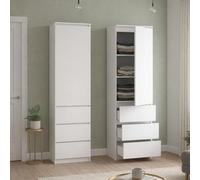 Home Collective Armoire Polyvalente avec 3 étagères et 3 tiroirs | Meuble Compact et Fonctionnel pour Chambre, Couloir ou Bureau | 40x50x180 cm (LxPxH) | Blanc