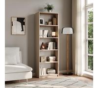 Home Collective Bibliothèque, étagère à dossiers, séparateur de pièce, Sonoma Naturel avec 5 Compartiments Ouverts en Bois MDF Largeur 60 cm