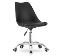 Home Collective Chaise de bureau pivotante avec roulettes - Hauteur réglable - Polypropylène et coussin en cuir synthétique - Structure chromée - 56,5 x 48,5 x 91,5 cm - Noir