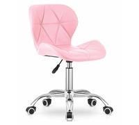 Home Collective Chaise pivotante rose intemporelle avec réglage pneumatique de la hauteur, parfaite pour chambre d'enfant, bureau à domicile et studio, siège en cuir écologique avec pied chromé, roues