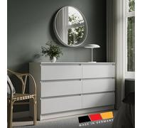 Home Collective Commode 140cm de Large avec 6 tiroirs Blanche en Bois Meuble avec tiroirs Sideboard Highboard Buffet Chambre à Coucher Salon Entrée Bureau Organisateur Largeur 140 cm Hauteur 78 cm