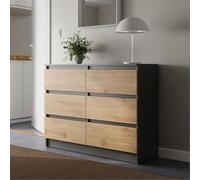 Home Collective Commode 95 cm de Largeur avec 6 tiroirs en Anthracite Artisan-chêne en Bois, Placard avec tiroirs, Buffet, Buffet Haut, Buffet d'appoint, pour Chambre à Coucher, Salon, Couloir