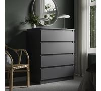 Home Collective Commode à 4 tiroirs - 80 x 100 cm - en Bois - Anthracite - avec tiroirs - Buffet Haut - pour Chambre à Coucher, Salon, Couloir, Bureau - Largeur : 80 cm