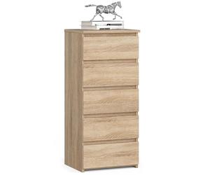 Home Collective - Commode à 5 tiroirs - Pour chambre, couloir, salon - Organisateur - 40 cm de largeur - 92 cm de hauteur | Buffet haut en chêne Sonoma - Buffet - Meuble multifonction - Meuble étroit