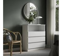 Home Collective Commode à tiroirs | Grand Espace de Rangement avec 3 tiroirs et 1 Niche Ouverte | Meuble Organiseur Moderne pour Chambre, Salon, Couloir et Bureau | 76 x 87 x 35 cm | Blanc