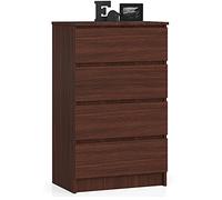 Home Collective Commode à Venge avec 4 tiroirs spacieux, 60 cm de large, 99 cm de haut, pour chambre à coucher, couloir, salon, organiseur avec tiroirs, en bois, buffet