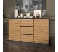 Home Collective Commode avec 3 tiroirs et 2 Portes 120x75x30 cm (L/H/P) étroite en Blanc, Highboard Sideboard Armoire Multi-Usage Armoire Chambre à Coucher
