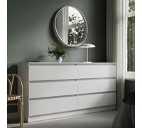 Home Collective Commode avec 6 tiroirs pour salon | grand espace de rangement avec 6 tiroirs 160 cm de large | meuble pour chambre, couloir, vestiaire | organisateur de meubles | 160x77,5x35 cm |
