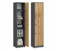 Home Collective Étagère à Livres - Anthracite Chêne - Largeur : 50 cm - Hauteur : 180 cm - Organisateur Polyvalent avec 4 étagères - Armoire Murale en Bois - pour Chambre à Coucher, Couloir