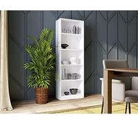 Home Collective Étagère à Livres, étagère à dossiers, étagère sur Pieds, séparateur d'espace Blanc avec 5 Compartiments Ouverts en Bois MDF | Largeur 60 cm