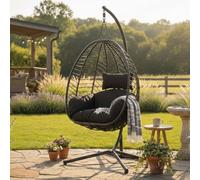 Home Collective Fauteuil suspendu Fauteuil suspendu avec support Balançoire suspendue Panier suspendu Balançoire Fauteuil Décoration intérieure et extérieure | coussins moelleux inclus | idéal pour le