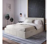 Home Collective Lit capitonné, avec espace de rangement, avec sommier à lattes, rembourré avec tête de lit, lit double, avec tiroir de lit, ressorts à gaz et cadre en métal, rembourrage en velours