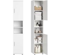 Home Collective Meuble Colonne de Salle de Bain étroite - Armoire Haute avec 6 Compartiments - Rangement de Salle de Bain, Armoire Multi-usages sdb, Cave et buanderie - 35 x 35 x 187 cm - Blanc