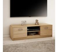 Home Collective Meuble TV Lowboard de 120 cm de Large avec Surface Mate Table TV avec 2 Portes et 1 étagère, en Panneau stratifié, Bord Arrondi et Rails à roulettes en métal Commode TV Sonoma