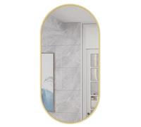 Home Collective Miroir ovale 80 x 40 cm avec cadre en aluminium laqué doré pour salle de bain, couloir et salon, style loft industriel, design polyvalent, durable