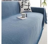 Home Couvre Canapé avec Franges, Couvre Lit Imperméable, Multifonction Jeté De Canapé Grande Taille, Plaid Chevrons, Couvre-lit Por Canape À Housse, Jeté De Lit Ou Jeté De Canapé(Blue,180cm x 180cm)