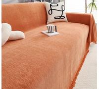 Home Couvre Canapé avec Franges, Couvre Lit Imperméable, Multifonction Jeté De Canapé Grande Taille, Plaid Chevrons, Couvre-lit Por Canape À Housse, Jeté De Lit Ou Jeté De Canapé(Orange,180cm x 180cm)