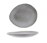 HOME DECO FACTORY Assiette Plate en Grès Galet Design Zen 22 cm Gris | Céramique grès, assiette plate, forme galet, design naturel et zen, compatible lave-vaisselle, 18x22 cm, gris