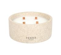 HOME DECO FACTORY - BO0206 - Bougie Parfumée Terra Nova D19cm en Résine Minérale - Longue Durée - Élégante et Apaisante pour Décoration Intérieure - Idéale pour Ambiance Relaxante - Beige - 19cm