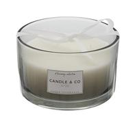 HOME DECO FACTORY - BO5453, Bougie Parfumée 3 Mèches Ambre, Pot en Verre, Cire de Paraffine, Décoration Tendance, Temps de Combustion 25h, Diamètre 13 cm, Couleur Gris