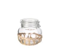 HOME DECO FACTORY Bocal en Verre et Cannage 75 ermoir Transparent | Verre et cannage, bocal de conservation, 75 ermoir mécanique, cuisine, design élégant, transparent