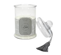 HOME DECO FACTORY Bougie Parfumée Bonbonnière Grise Fleur de Coton Verre | Cire de paraffine, bougie parfumée bonbonnière, senteur fleur de coton, pot en verre, mèche coton, décorative, gris