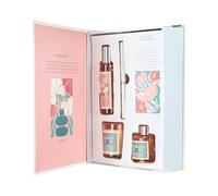 HOME DECO FACTORY Bougie Parfumée en Coffret Flower Raffiné Multicolore | Cire, bougie parfumée en coffret Flower, parfum envoûtant, design raffiné, ambiance, salon ou chambre, blanc rose et vert
