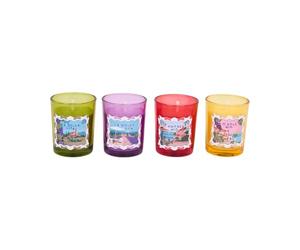 HOME DECO FACTORY Bougie Parfumee X4 Coffret Plein Soleil Multicolore | Verre · 14,5 x 5,4 x 18,7 cm · 770 g