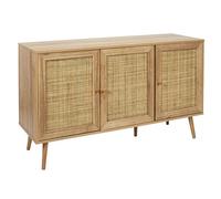 HOME DECO FACTORY - Buffet 3 Portes en Bois Style Bali - Rangement Élégant pour Salon ou Salle à Manger - Finition Beige Or Cream - Idéal pour Votre Intérieur - Taille Standard - Modèle Bali