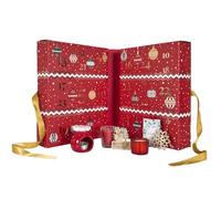 HOME DECO FACTORY Calendrier de l'Avent avec Bougies Parfumées Rouge | Verre, calendrier de l'avent, photophore, bougies parfumées, design élégant, ambiance festive, décoration Noël, rouge