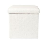 Coffre Pouf Pliable - Home Deco Factory - Bouclette - Blanc