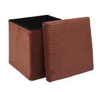 HOME DECO FACTORY Coffre Pouf Pliable Côtelé Scott Terra Terracotta | Textile et bois, coffre pouf pliable, modèle Scott Terra, assise et coffre, format cube 38x38x38 cm, terracotta