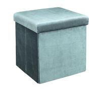 HOME DECO FACTORY Coffre Pouf Pliable en Velours Côtelé Doux Bleu Canard | Velours côtelé et MDF, coffre pouf pliable, design moderne, toucher doux, salon chambre, 38x38x38 cm, bleu canard