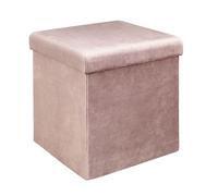 HOME DECO FACTORY Coffre Pouf Pliable en Velours Côtelé Moderne Rose Poudré | Velours côtelé et MDF, coffre pouf pliable, design moderne, rangement pratique, salon chambre, 38x38x38 cm, rose poudré